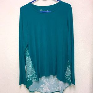 DG2 Diane Gilman Hi Low Women’s Medium Aqua Green Pullover Athletic Tunic Top